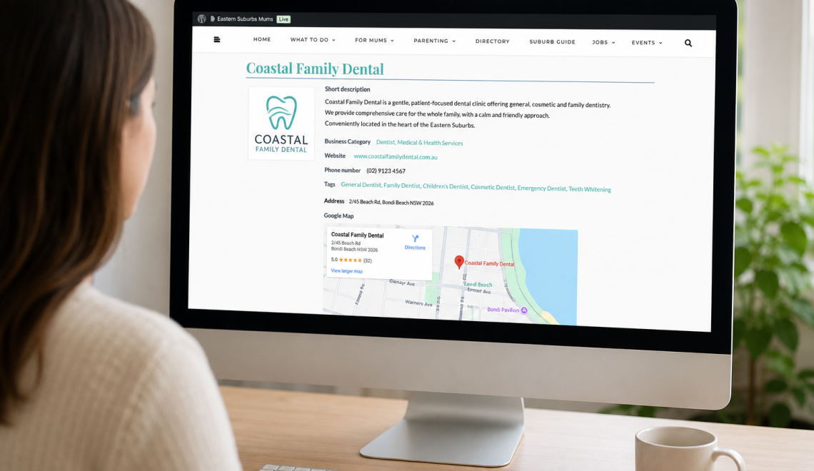 Secure a listing for your dental surgery in Eastern suburbs Mums directory