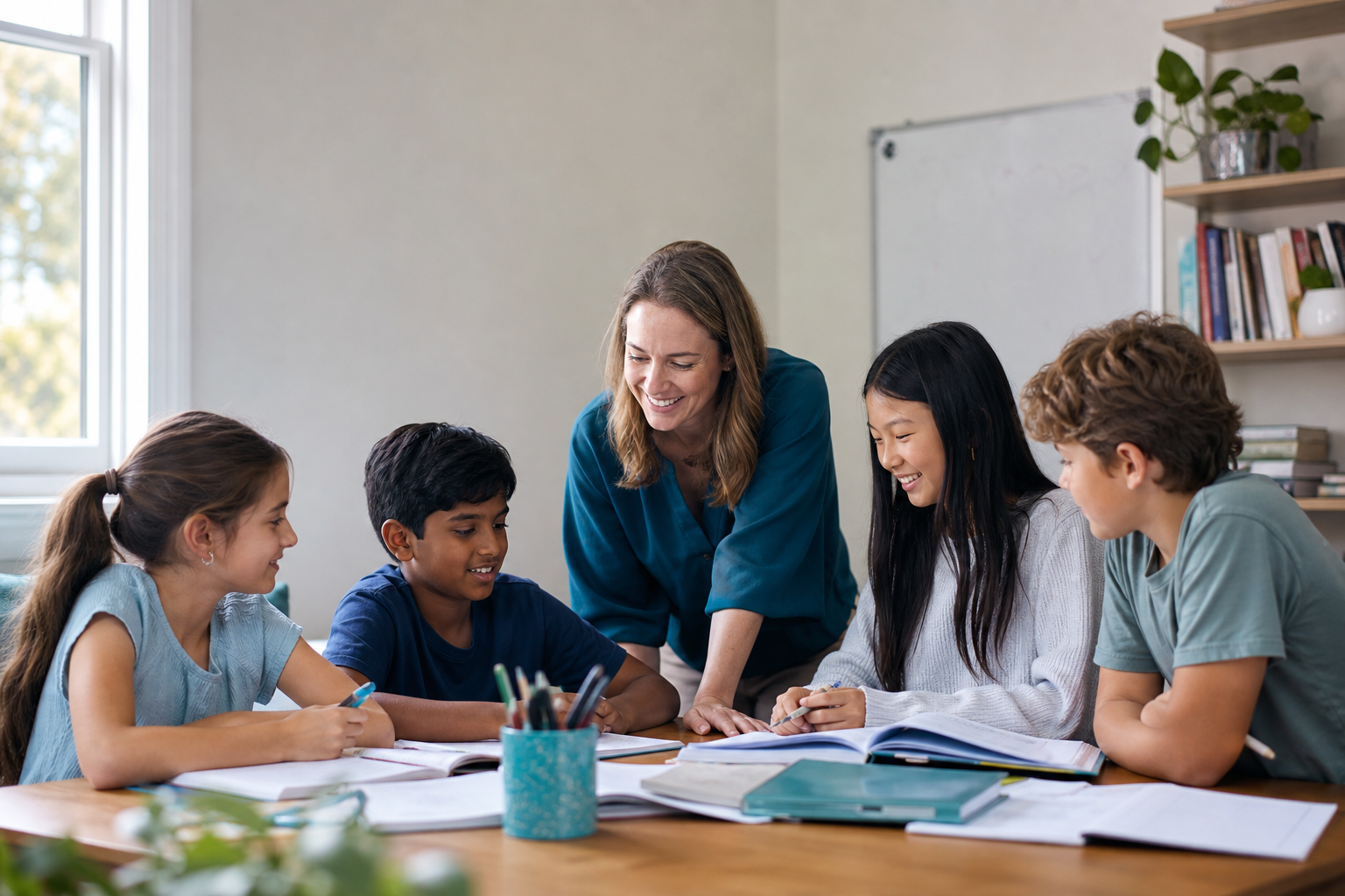 Local tutor helping a mixed group of Eastern Suburbs students