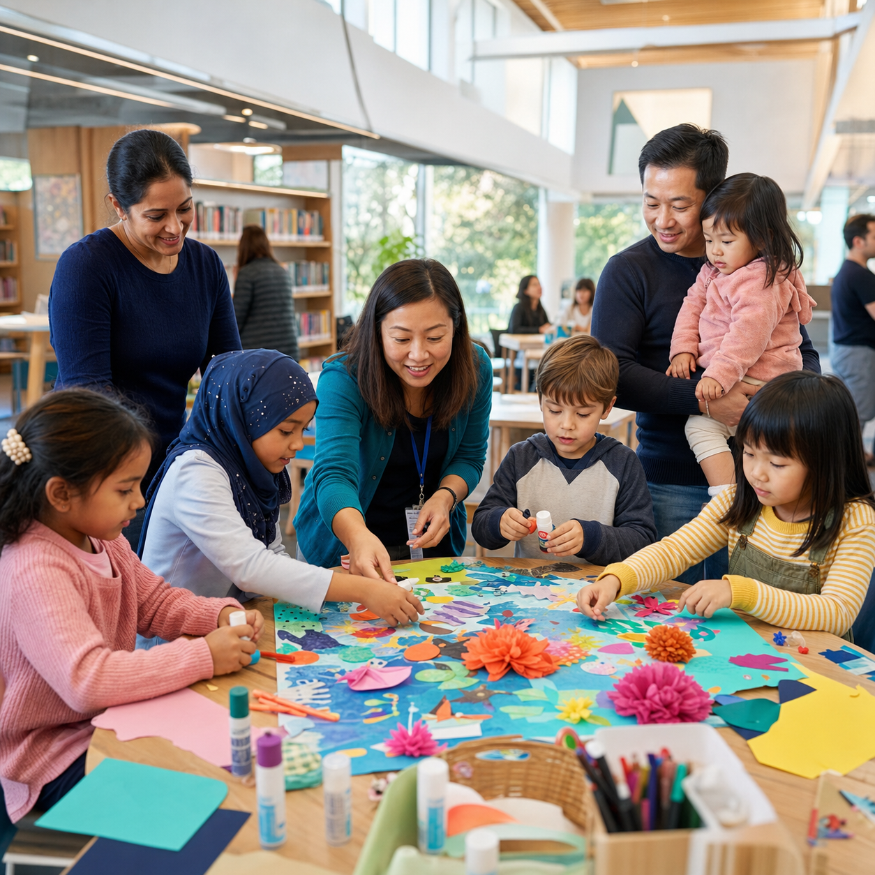 Children taking part in a council library and school holiday activity
