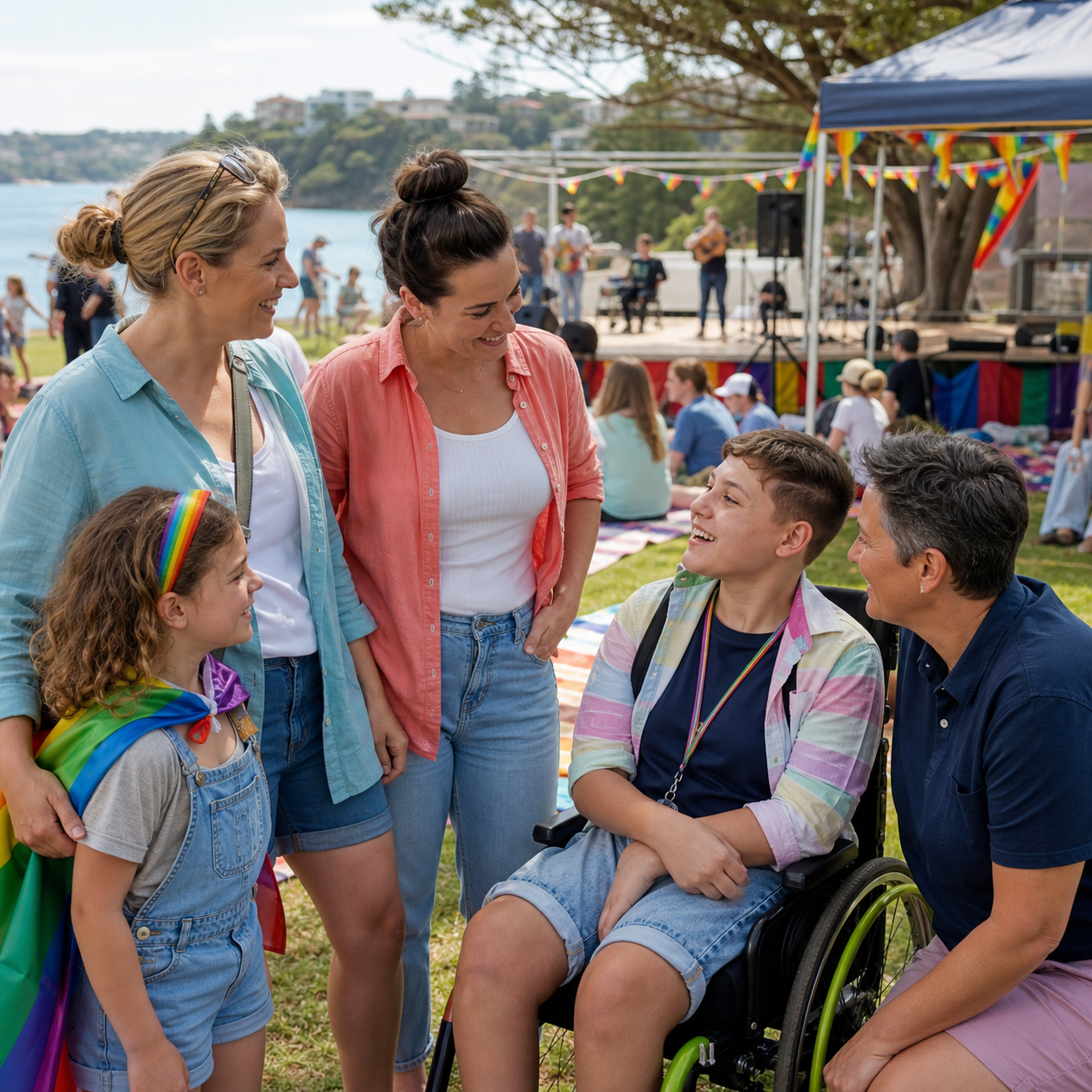 Local families attending an accessible and inclusive community event