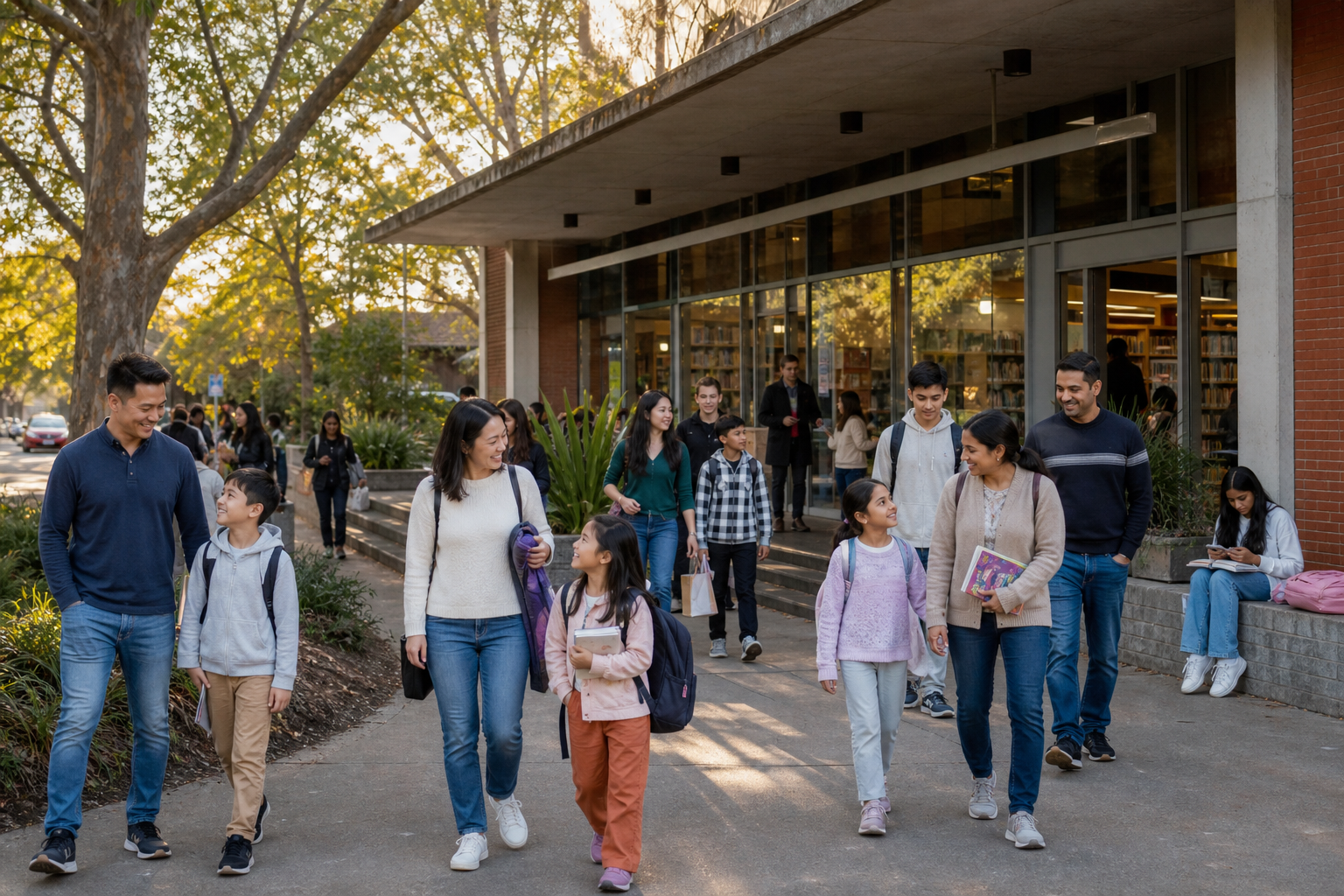 Local families and students outside an Eastern Suburbs learning centre