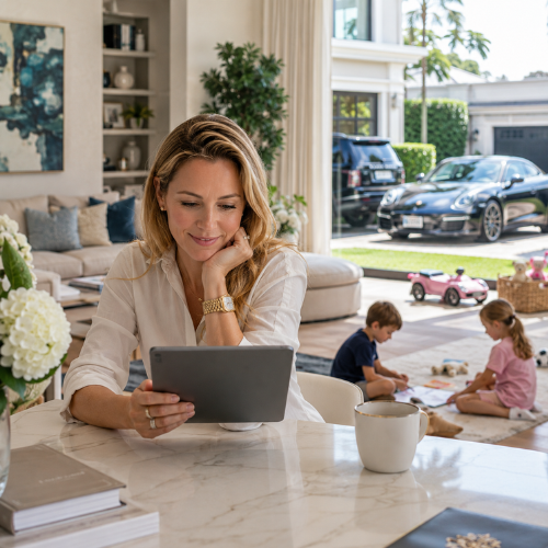 Eastern Suburbs parents researching school choices for their children in a family home