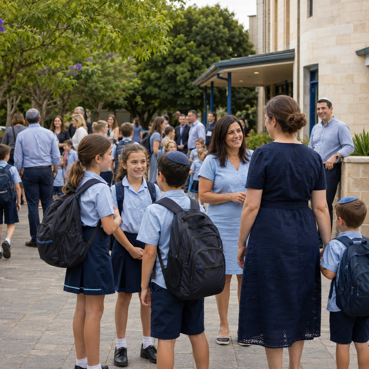 Families attending an open day at a Jewish school in Sydney’s Eastern Suburbs