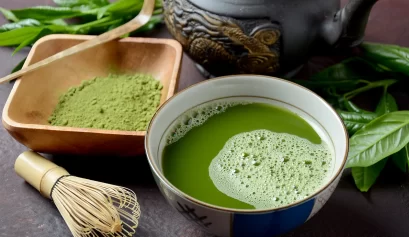 matcha, powdered green tea of Japanese origin