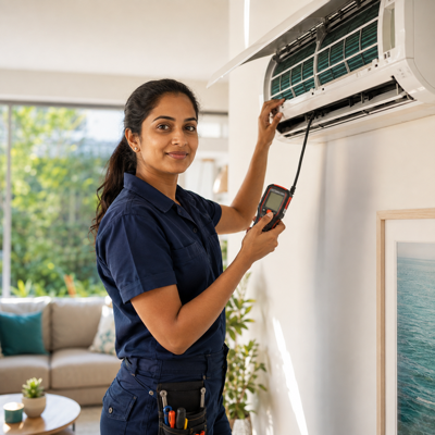 Air-conditioning services advertising to Eastern Suburbs families