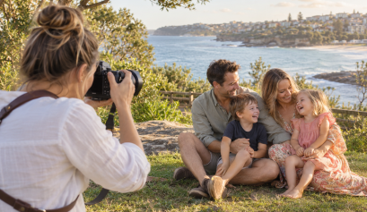 Family photographer taking a portrait of a family in Sydney’s Eastern Suburbs